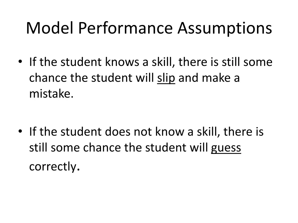 model performance assumptions