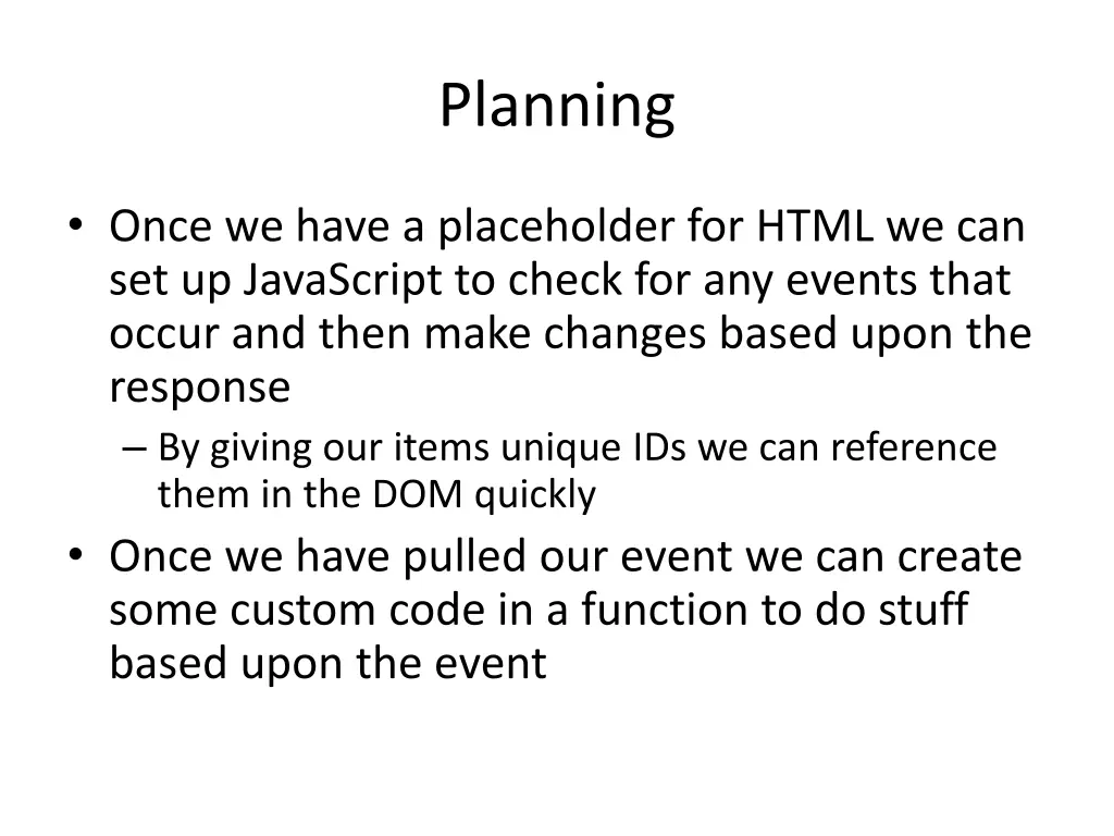 planning
