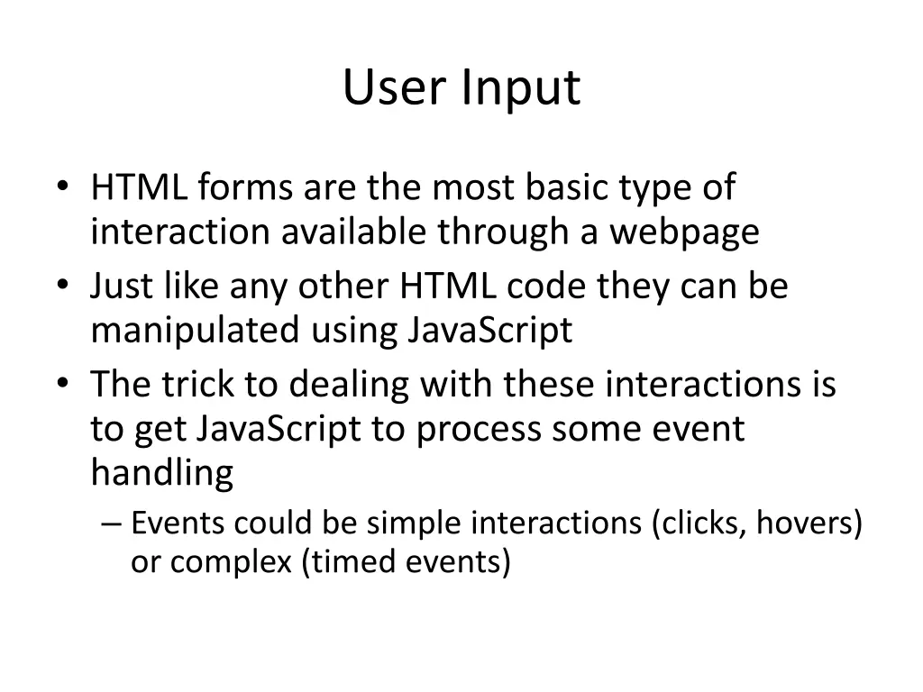 user input