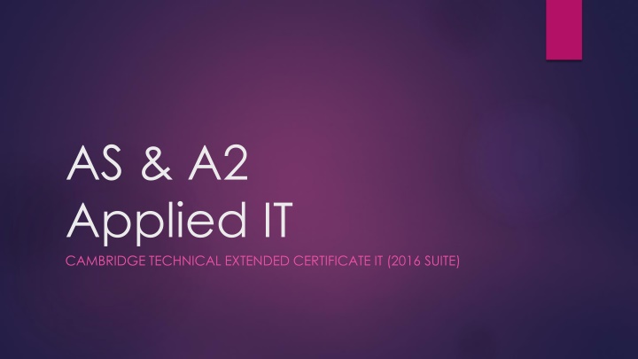 as a2 applied it cambridge technical extended