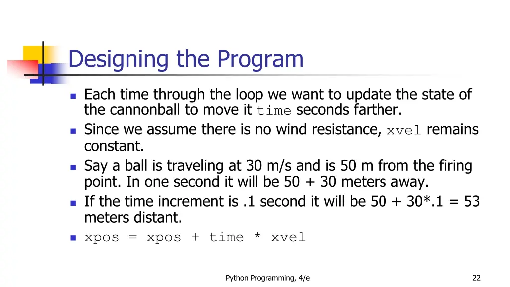 designing the program 7