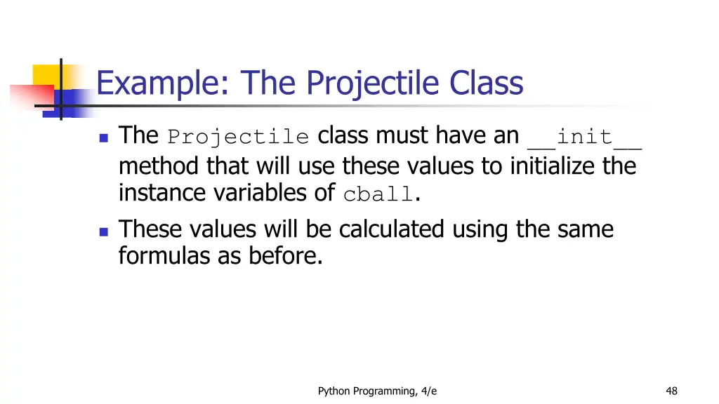 example the projectile class 1