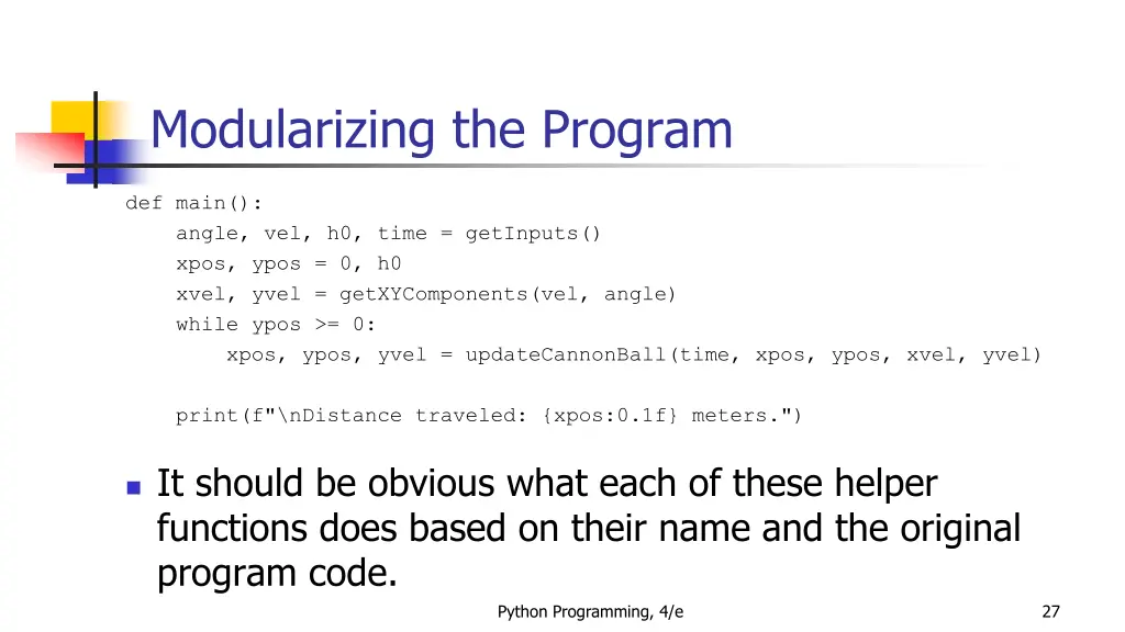 modularizing the program 1