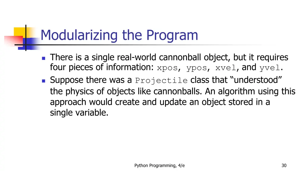 modularizing the program 4