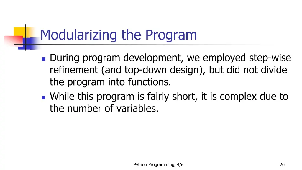 modularizing the program