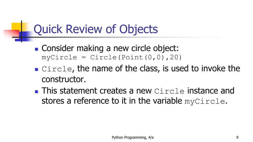 quick review of objects 5