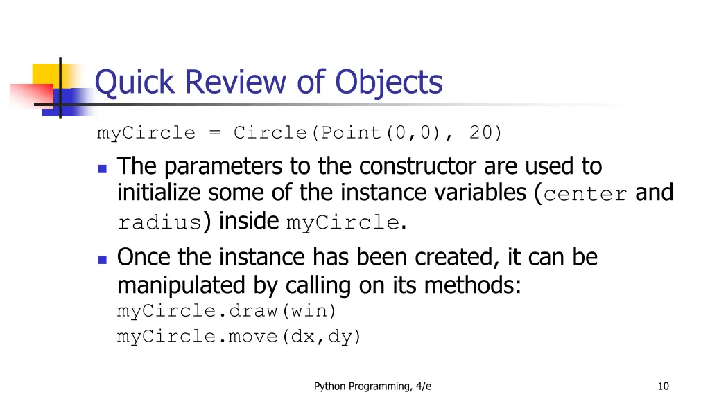 quick review of objects 6