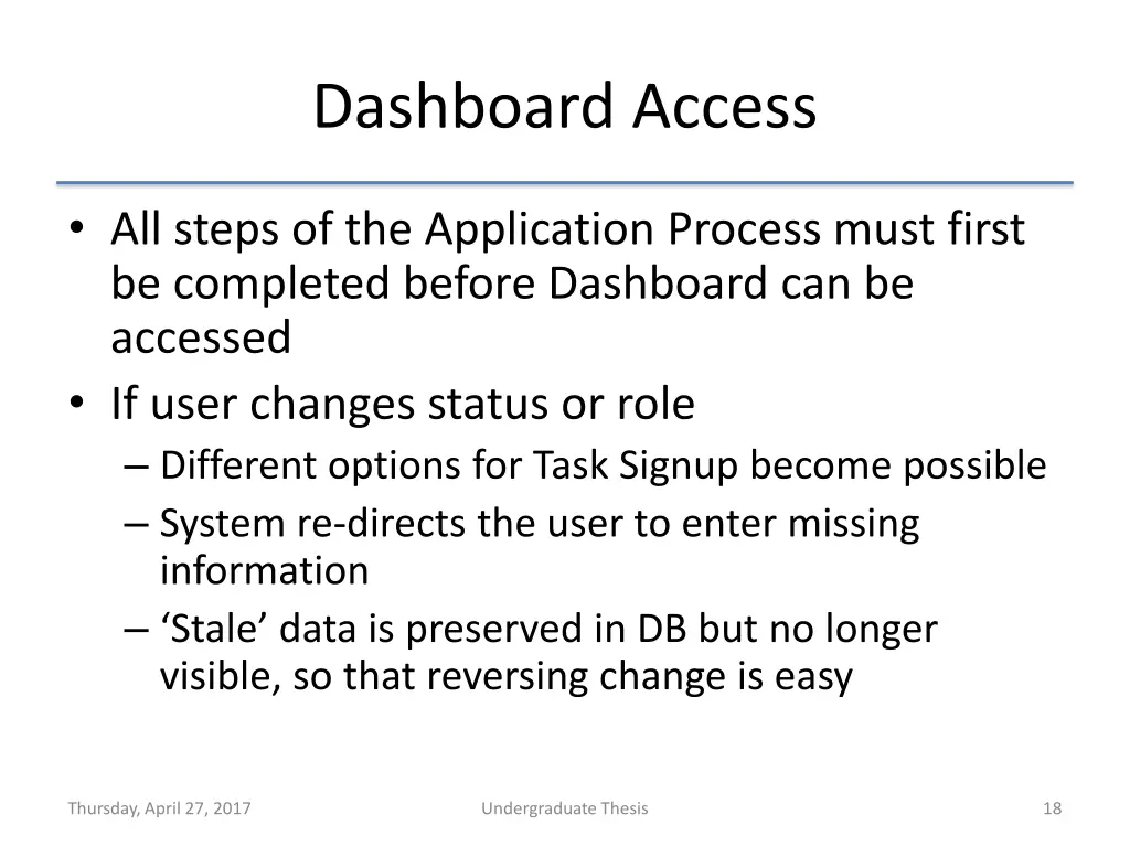 dashboard access