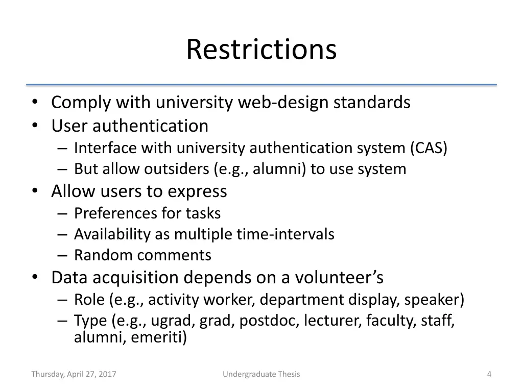 restrictions