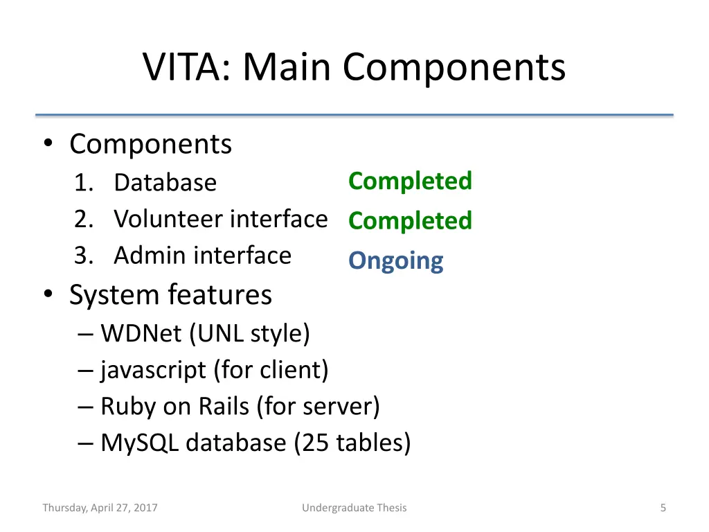 vita main components