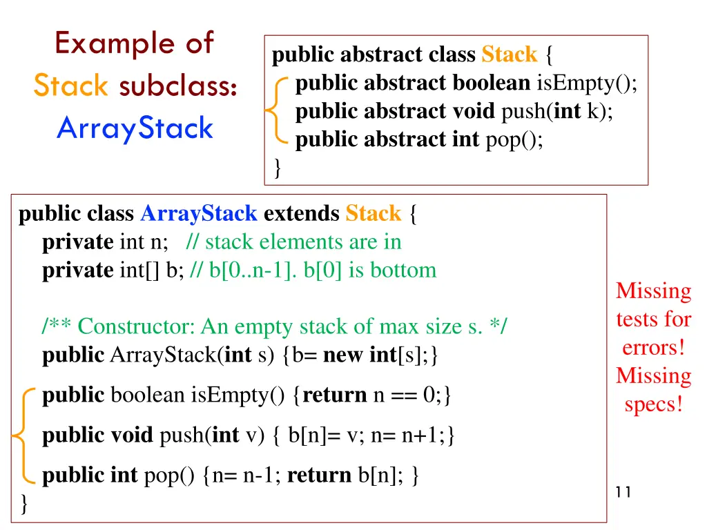 example of stack subclass arraystack