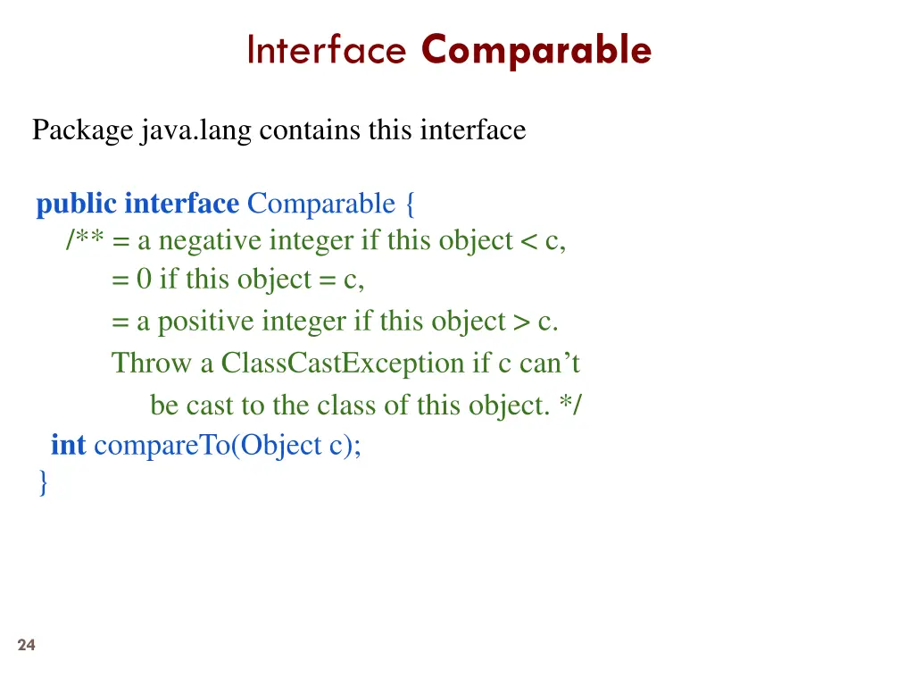 interface comparable