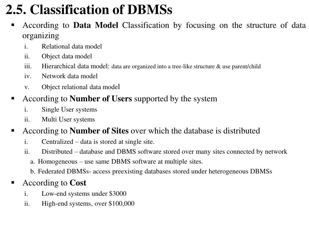 2 5 classification of dbmss according to data