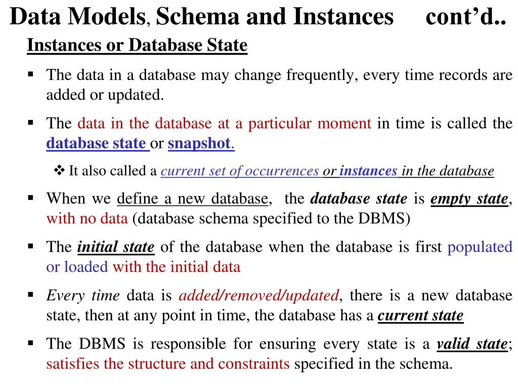 data models schema and instances cont d instances