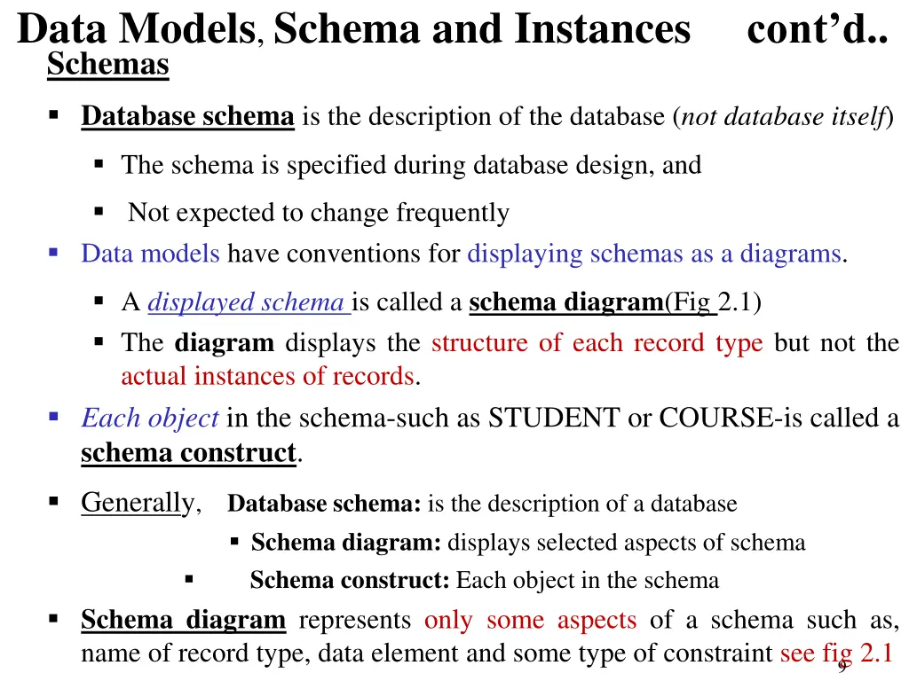 data models schema and instances cont d schemas