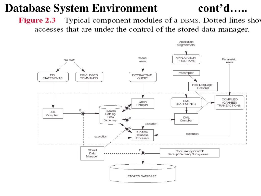 database system environment cont
