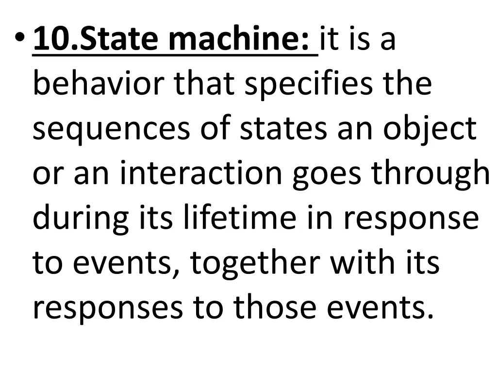 10 state machine it is a behavior that specifies