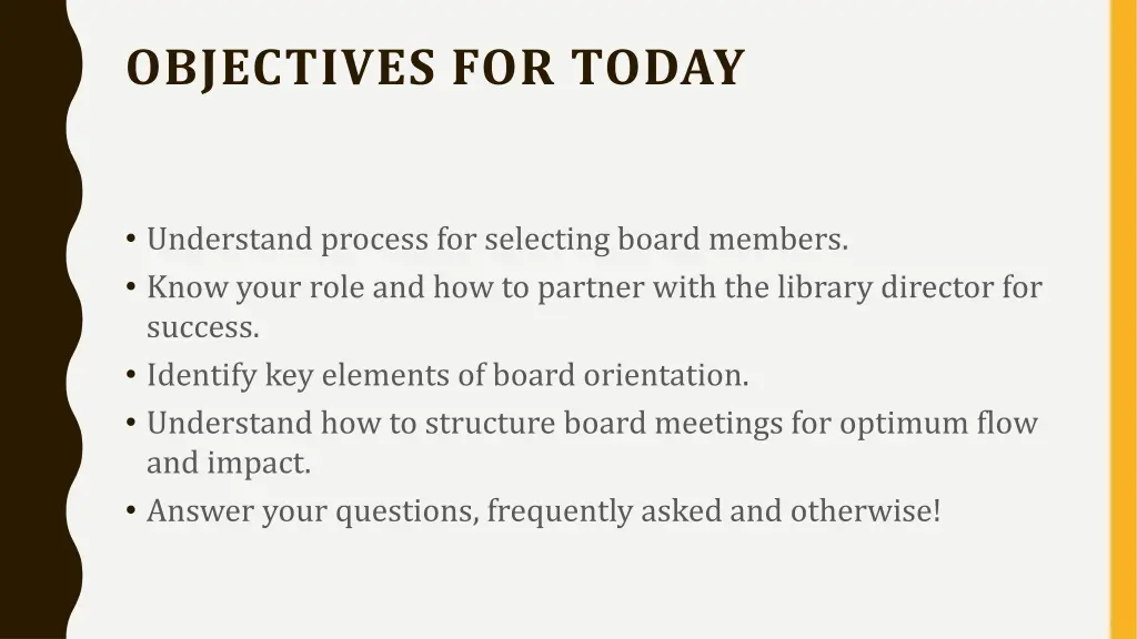 objectives for today