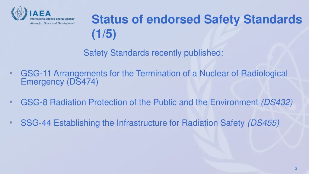 status of endorsed safety standards 1 5