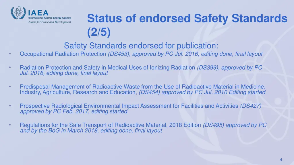 status of endorsed safety standards 2 5 safety