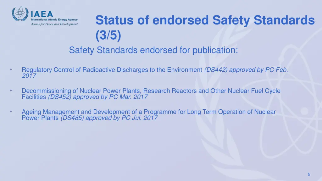 status of endorsed safety standards 3 5 safety