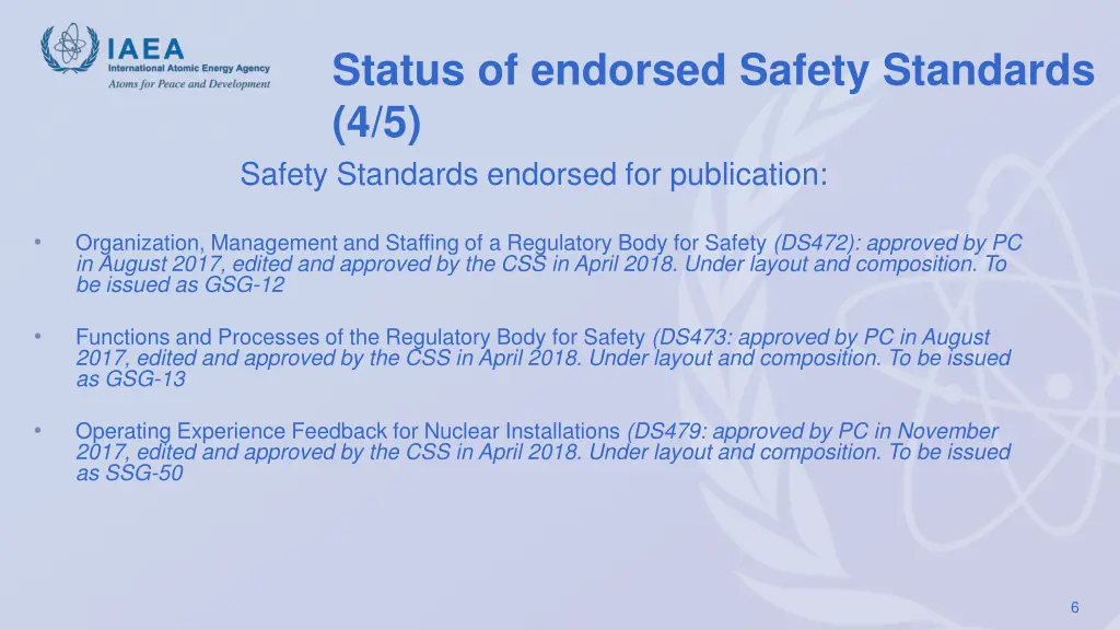 status of endorsed safety standards 4 5 safety