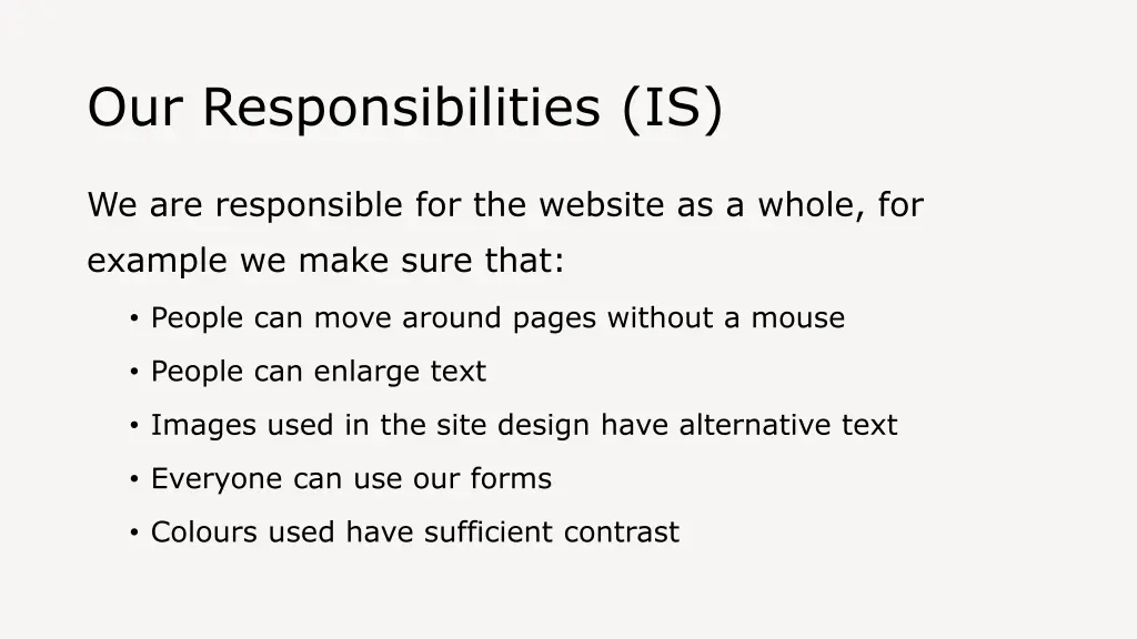our responsibilities is