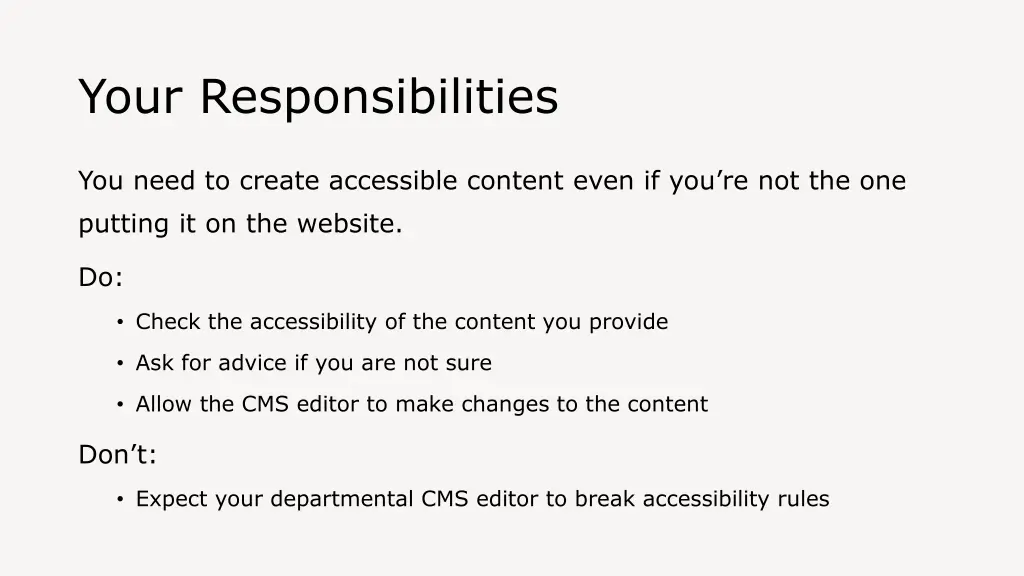 your responsibilities