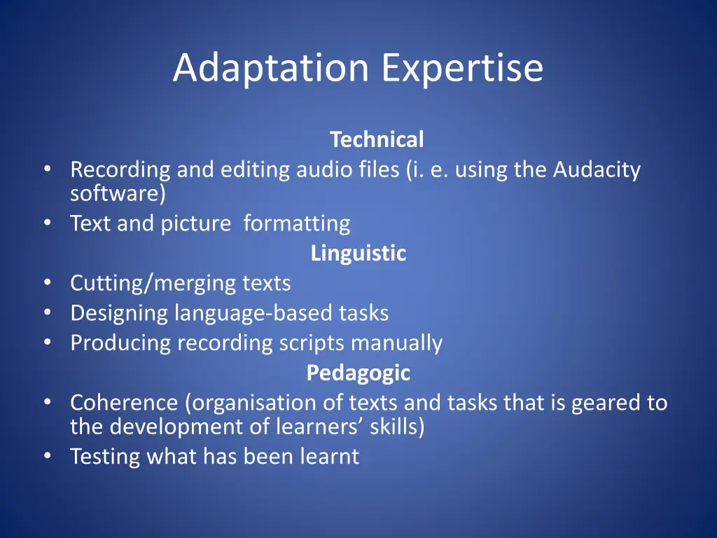 adaptation expertise