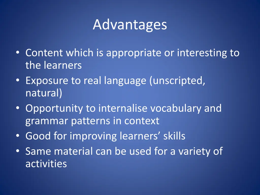 advantages