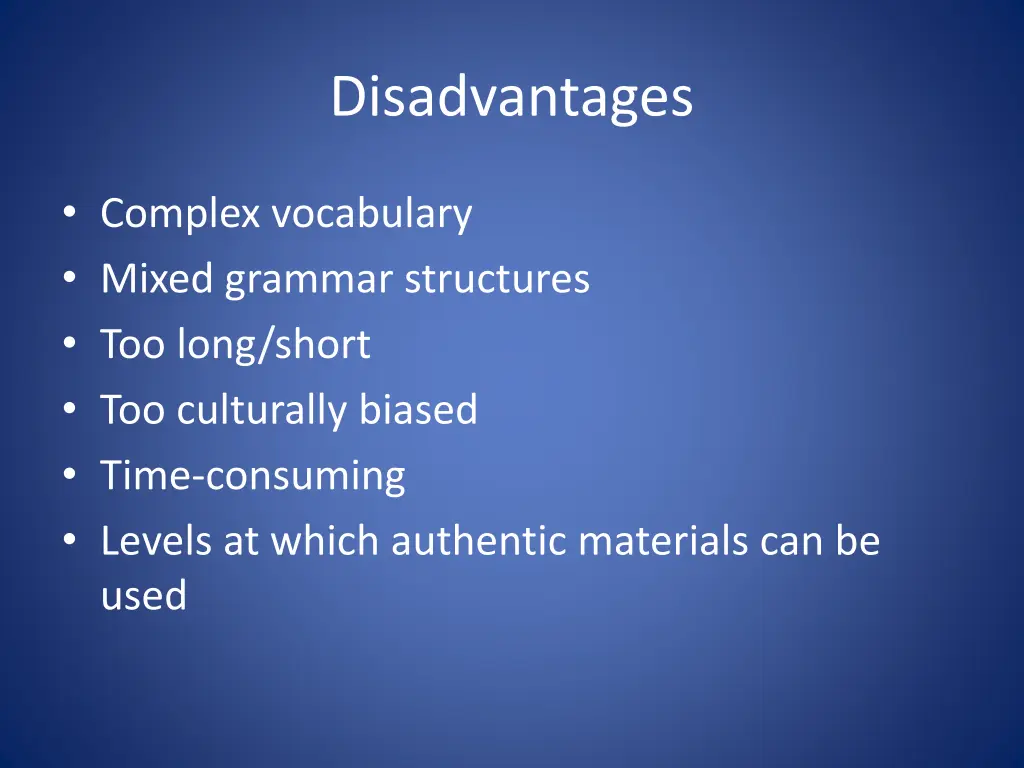 disadvantages