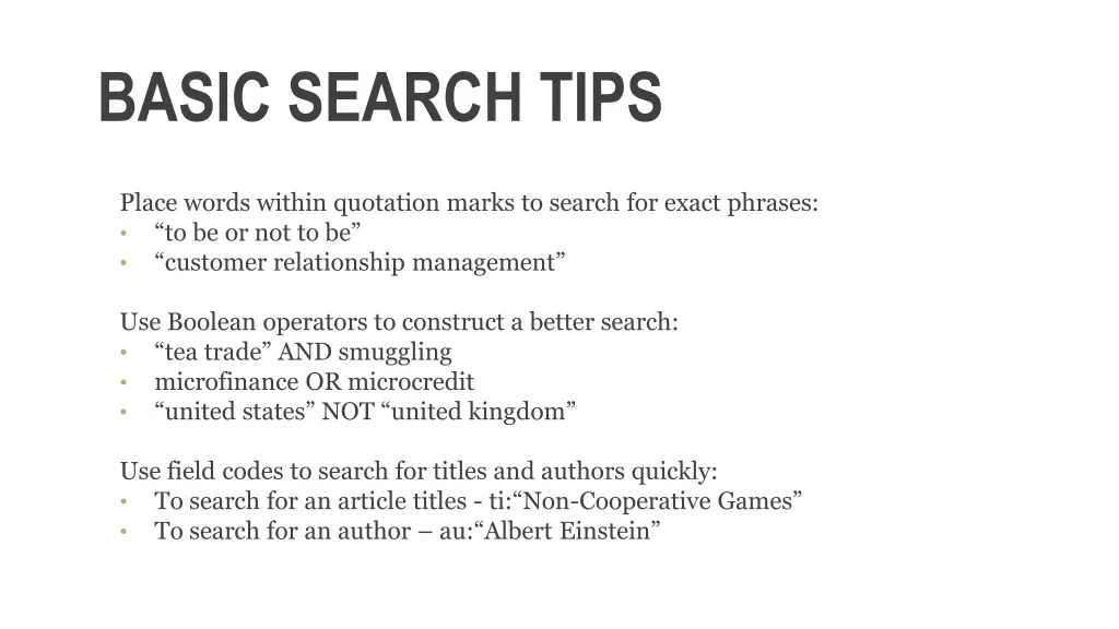 basic search tips