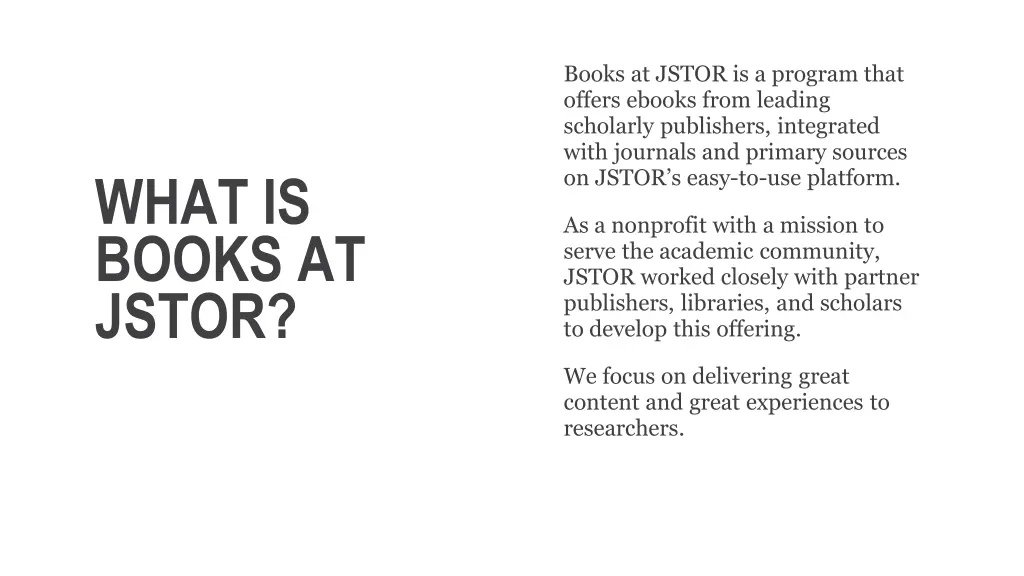 books at jstor is a program that offers ebooks