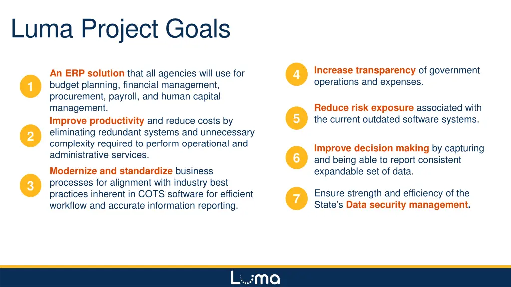luma project goals