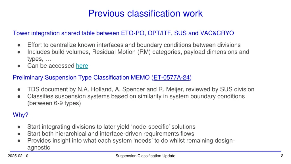 previous classification work