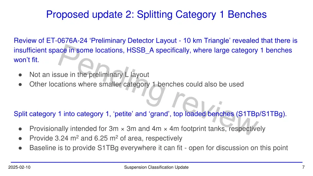 proposed update 2 splitting category 1 benches