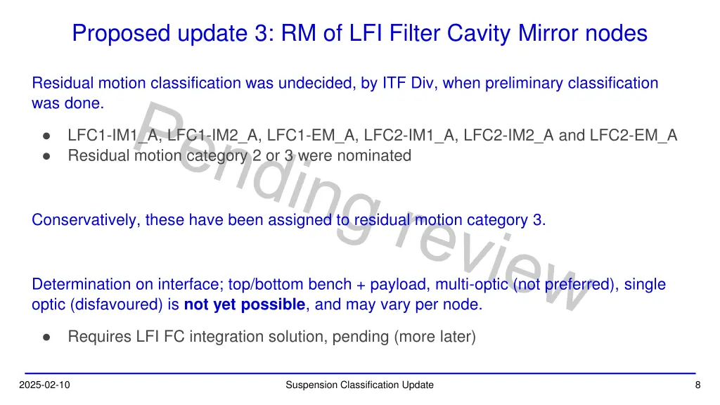proposed update 3 rm of lfi filter cavity mirror