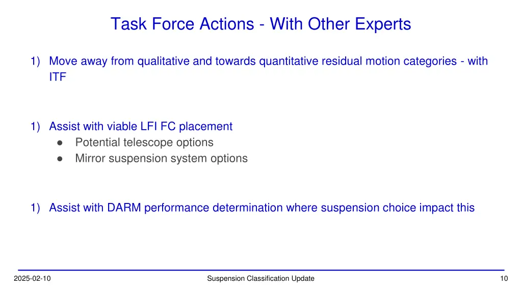 task force actions with other experts