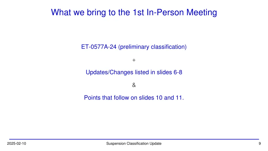 what we bring to the 1st in person meeting