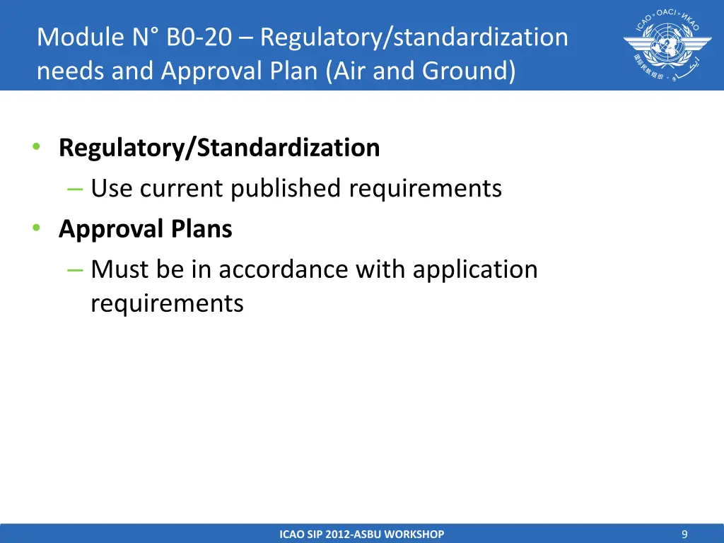 module n b0 20 regulatory standardization needs