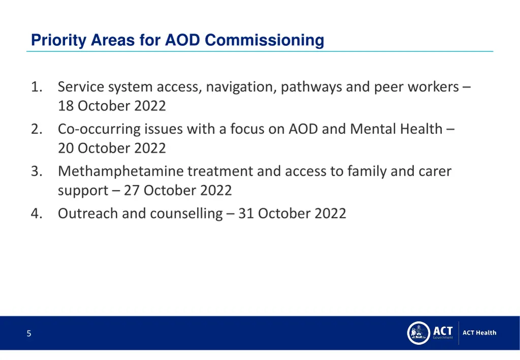 priority areas for aod commissioning