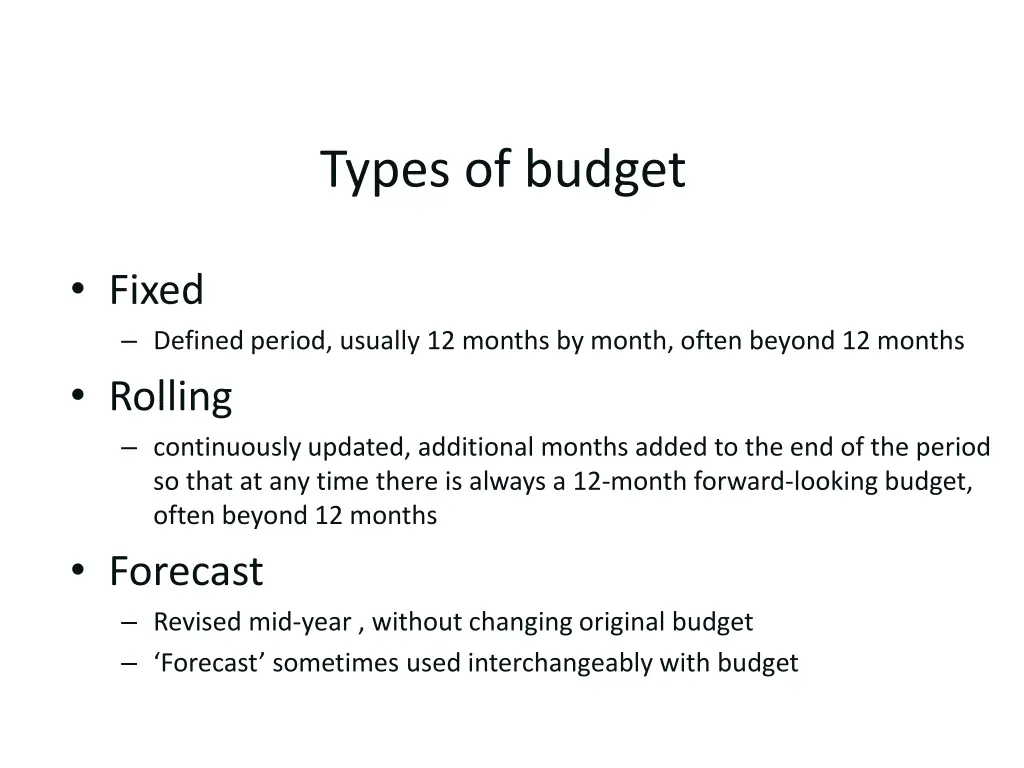 types of budget