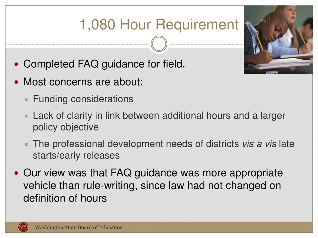 1 080 hour requirement