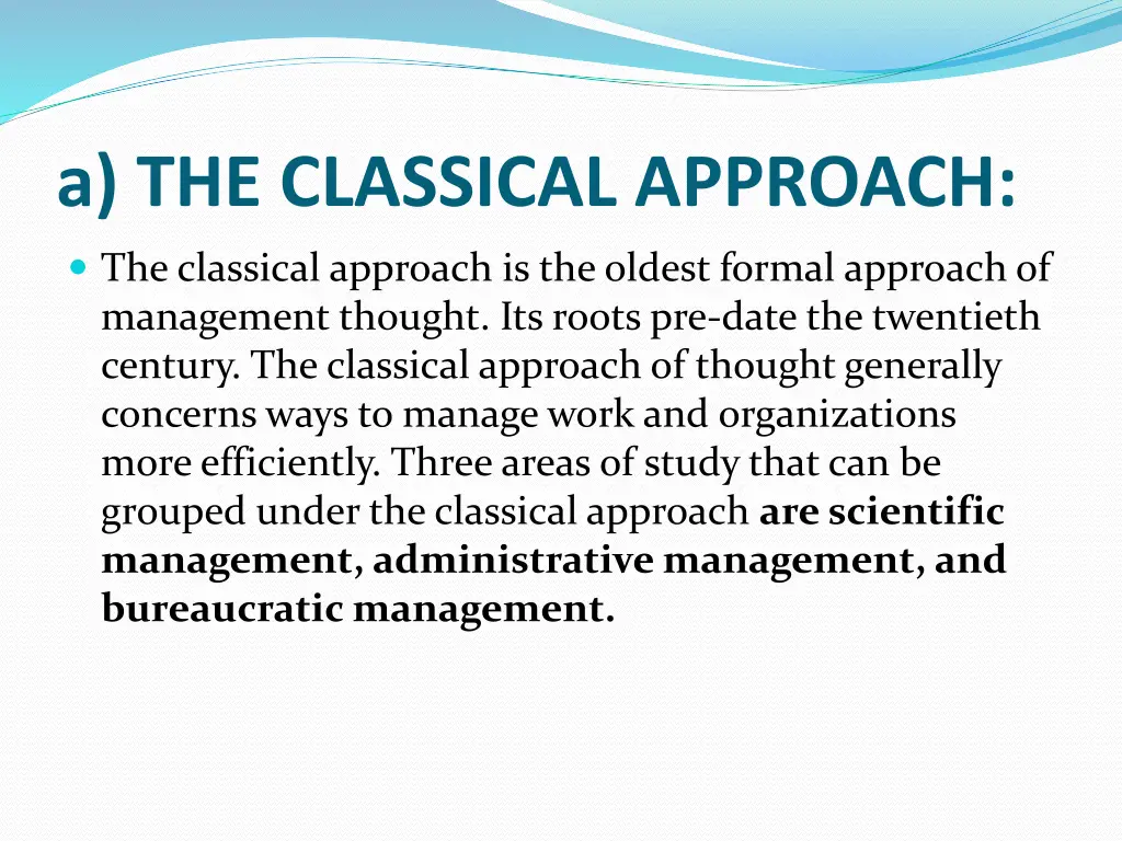 a the classical approach