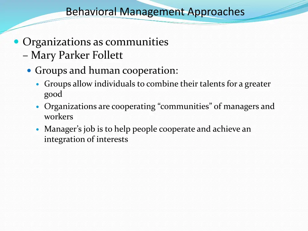 behavioral management approaches