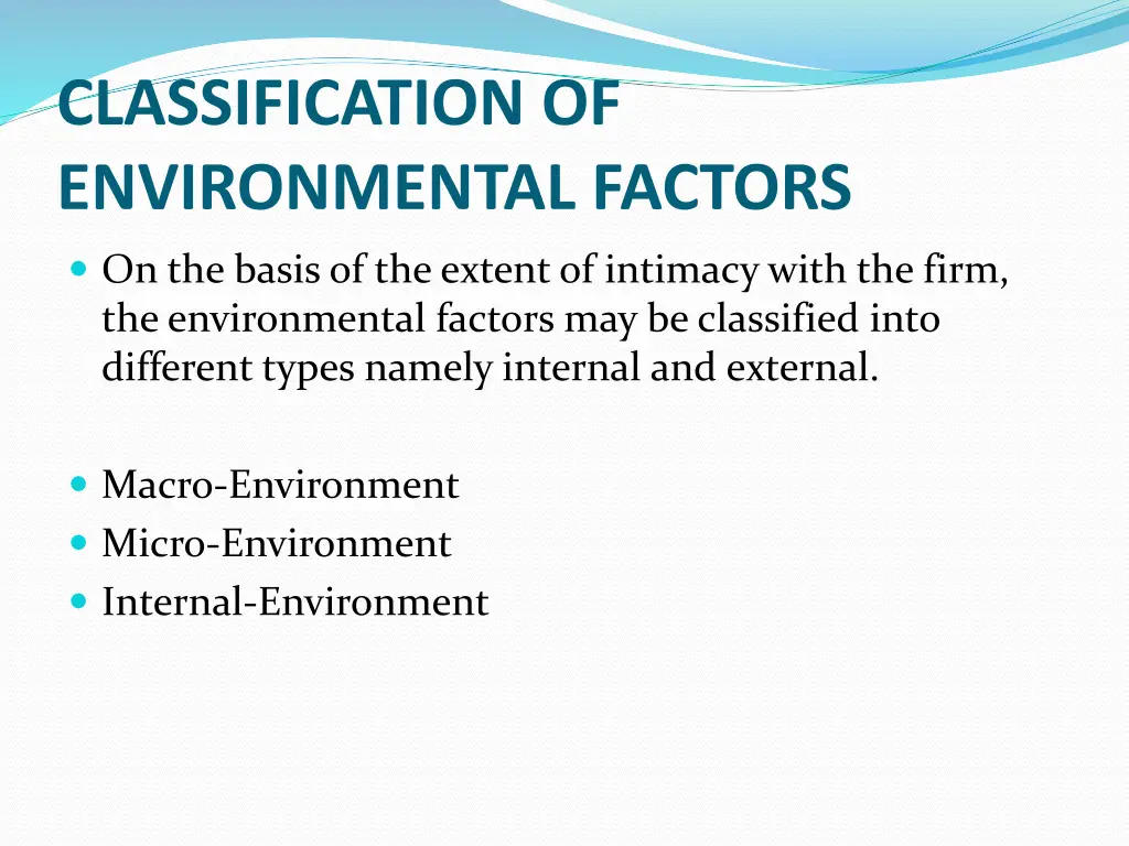 classification of environmental factors
