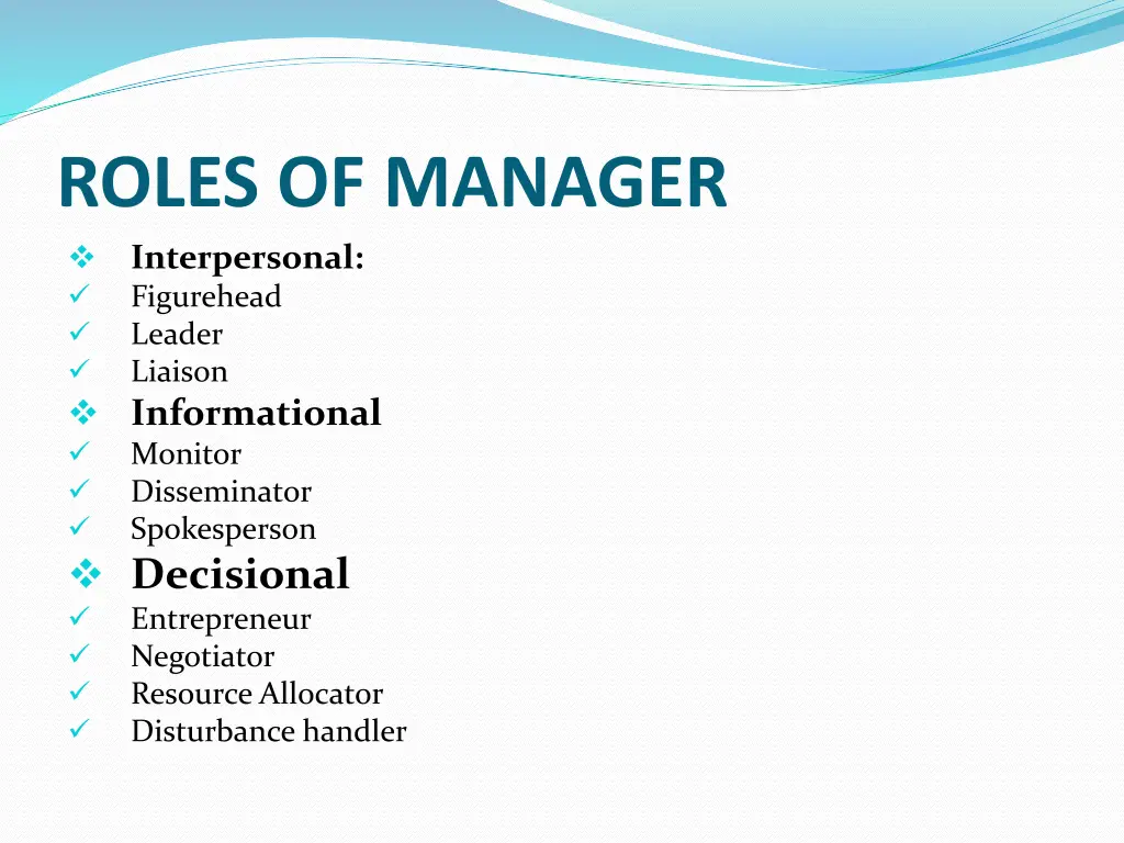 roles of manager interpersonal figurehead leader