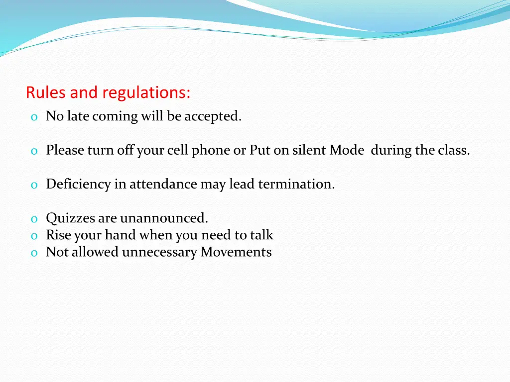 rules and regulations