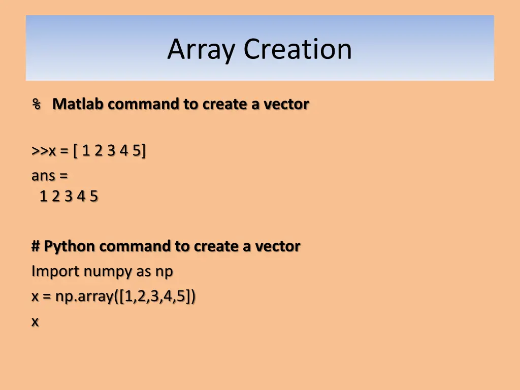 array creation