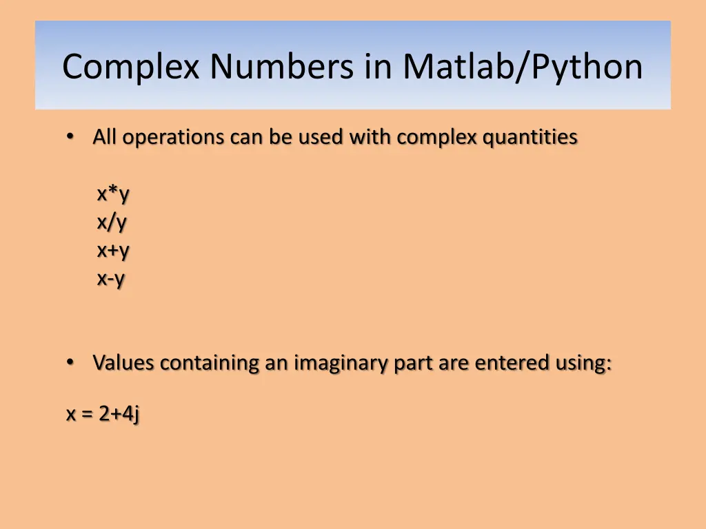 complex numbers in matlab python